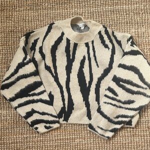 Miss Selfridge Zebra Pattern Sweater - Black and Cream